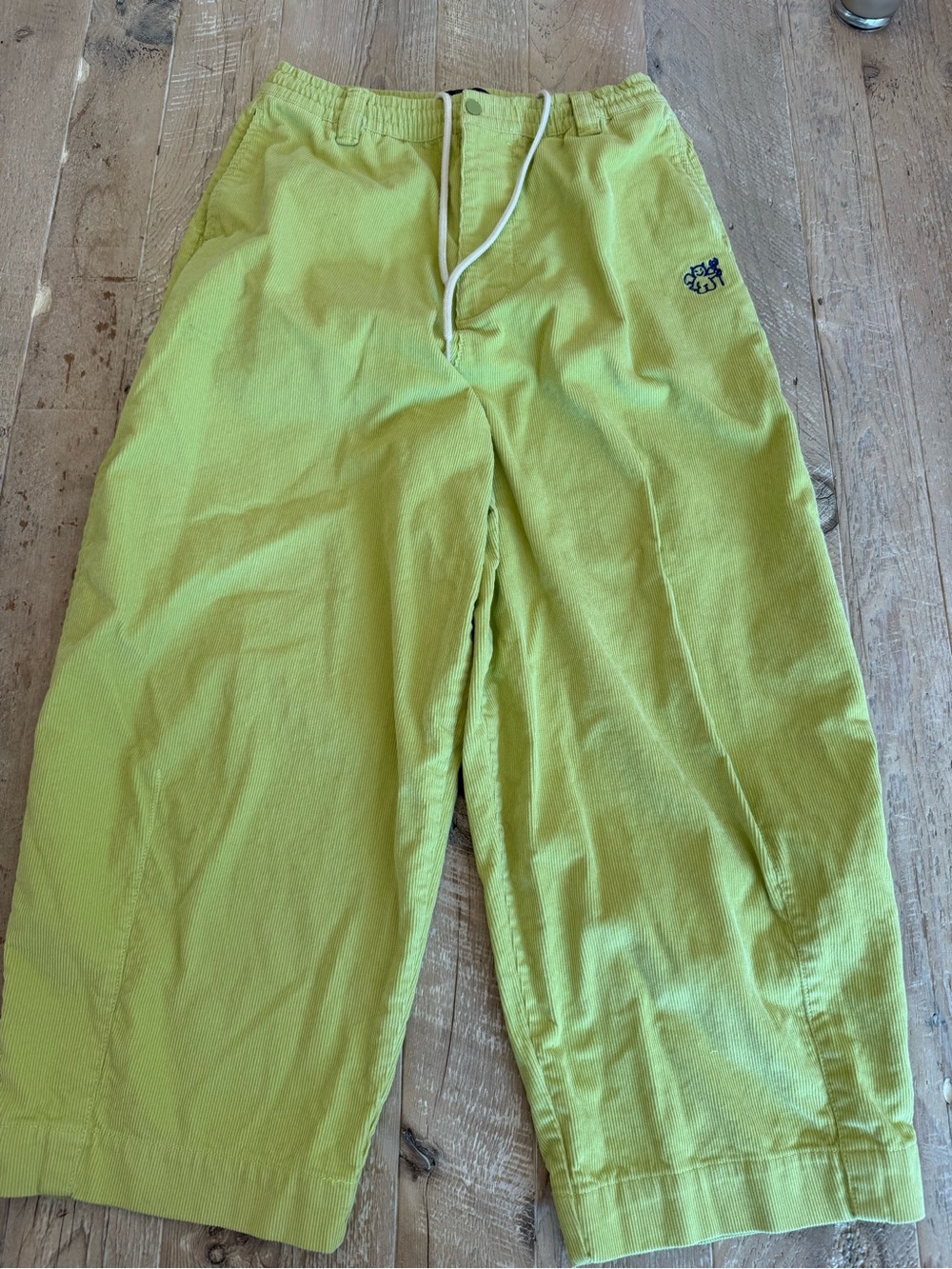 Urban Outfitters Lime Green Corduroy Barrel Leg Pants Drawstring Waist M